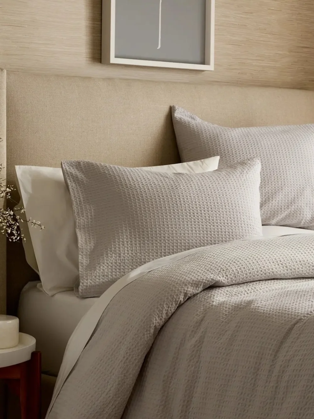 Quince Organic Luxe Honey Comb Duvet Cover - King - Light Grey
